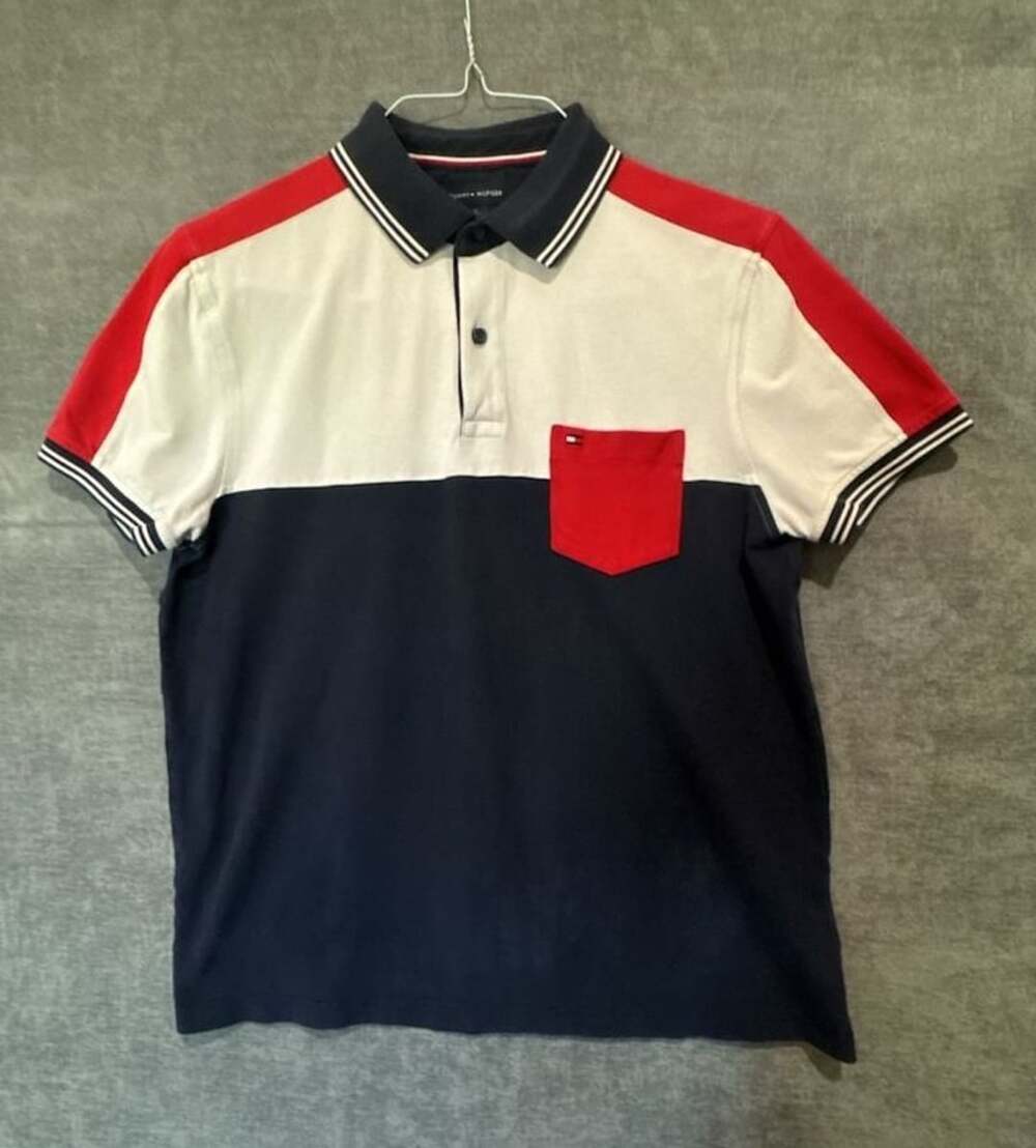 Tommy Hilfiger Men's Colorblock Stripe Pique Polo Shirt Size M